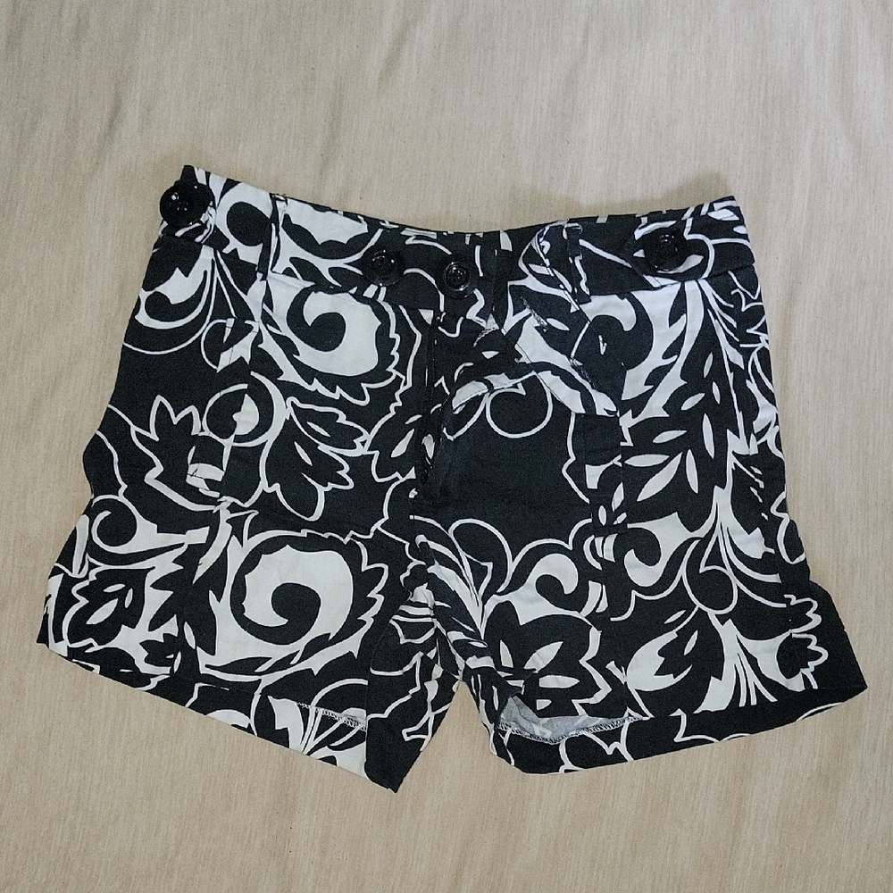 Black and White Floral Shorts